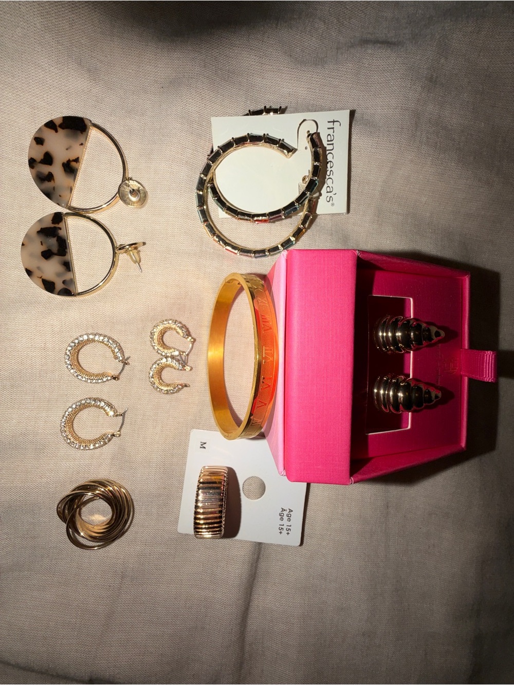 Gold and Tortoiseshell Mixed Earrings, rings & Bracelet Bundle